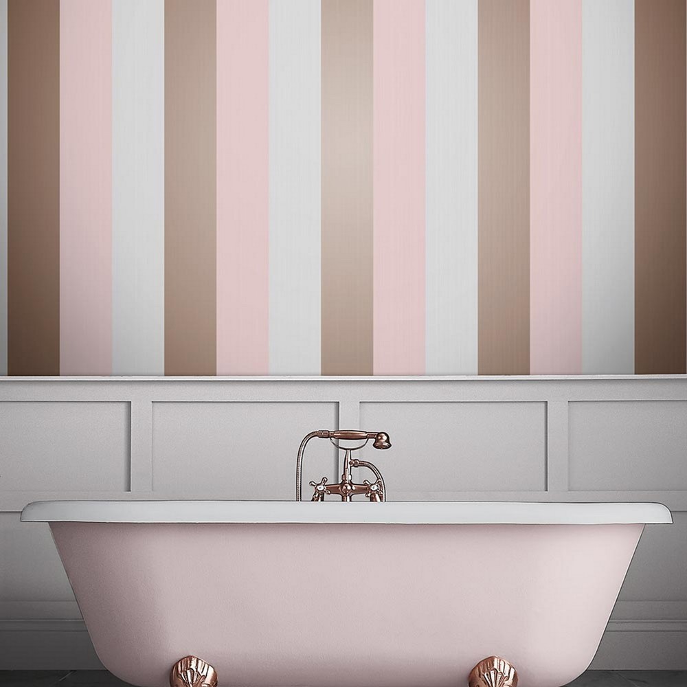 Figaro Stripe Wallpaper 106349 by Graham & Brown in Blush Pink